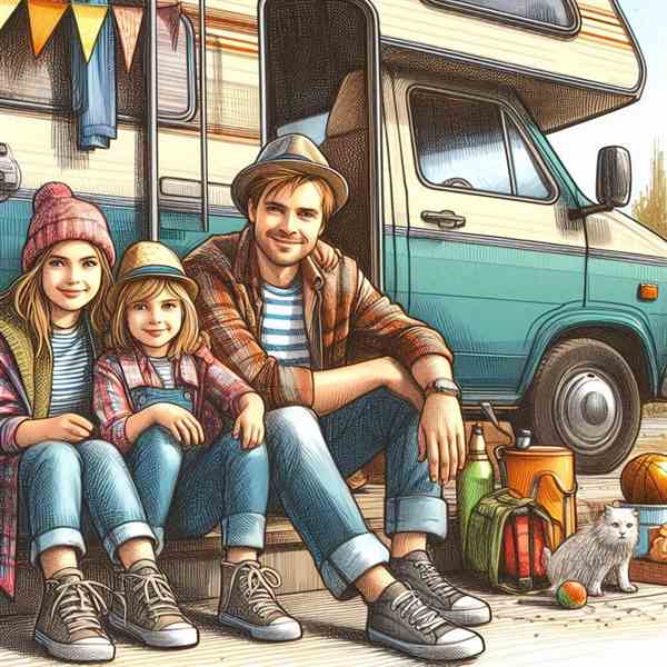 A mother and son sat outside their motorhome, knowing they made the right choice with their insurance.