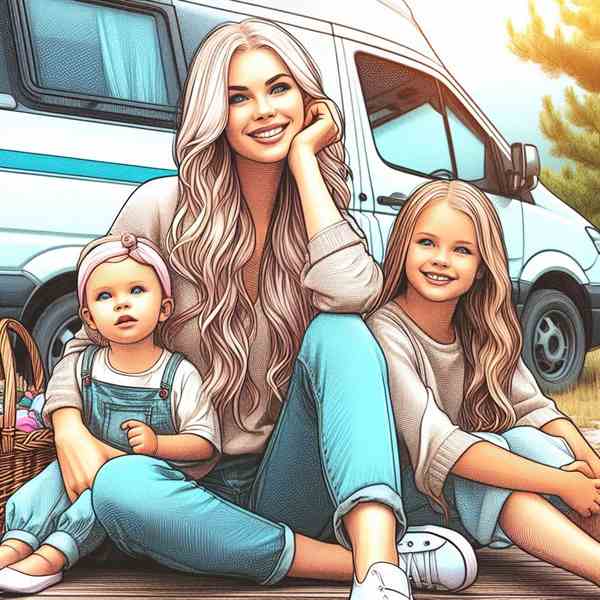 A dad and his daughter sat on a bench outside their motorhome, knowing their holiday is stress-free.