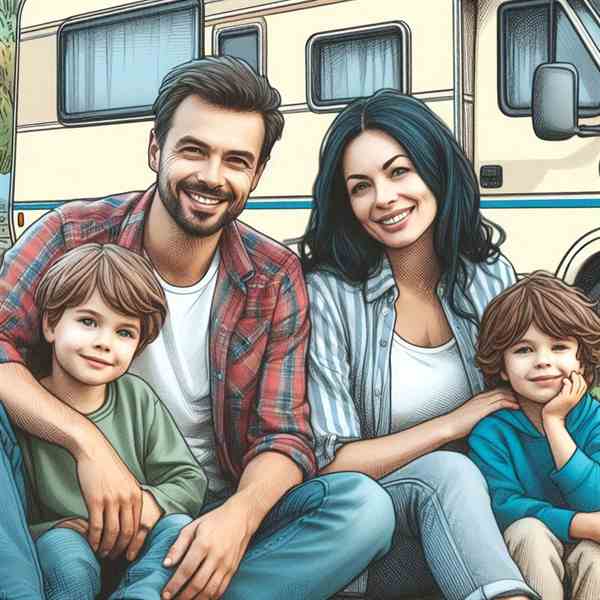 A mother and daughter sat outside their motorhome, talking about how smooth their insured trip has been.